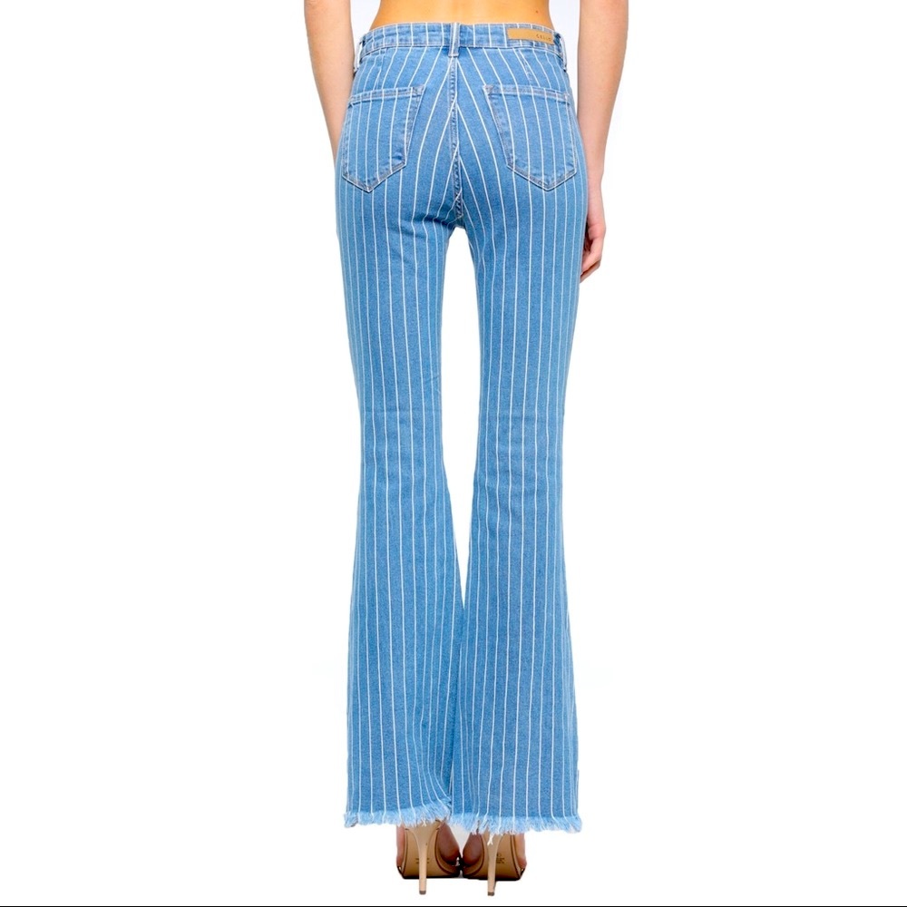 LAST ONE!! Cello Jeans Striped Super Flare Jeans - Picture 8 of 14